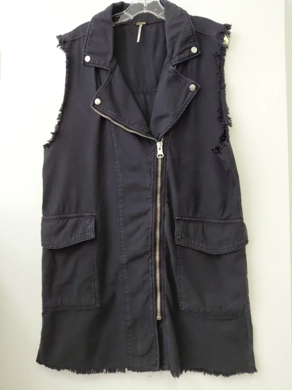 Free People Charcoal Grey Sleeveless Zip Moto Dress Small